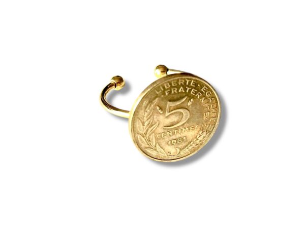 bague 5 centimes de francs Bague pièce 5 centimes de francs