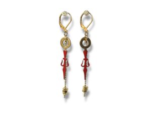 boucles d'oreilles aiguilles d'horloge émail rouge Boucles d'oreilles aiguilles d'horloge rouge Tempo