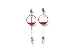 Boucles d'oreilles écrous rond émail rouge Oh la la !