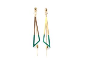 Boucles d'oreilles écrous trapèze émail vert Oh la la !