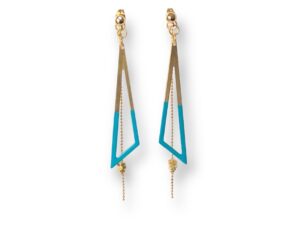 Boucles d'oreilles écrous trapèze émail bleu Oh la la !