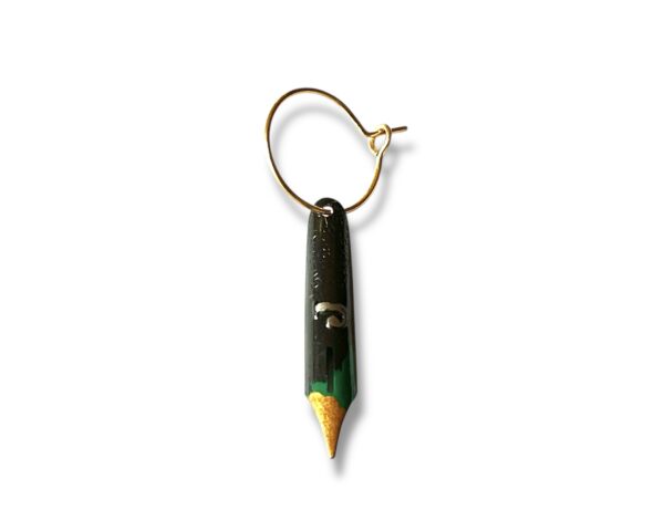 Mono-boucle plume de calligraphie émail vert Graffiti Mono-boucle d'oreille plume de calligraphie violet Graffiti