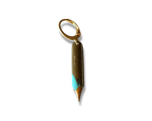 Mono-boucle d'oreille plume de calligraphie émail turquoise Graffiti Mono- boucle d'oreille plume de calligraphie vert clair Graffiti