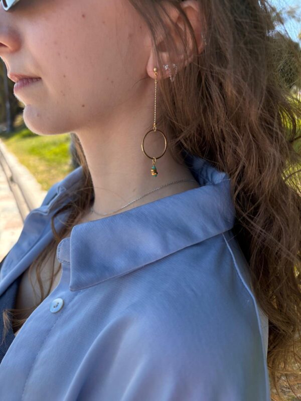 Boucles d'oreilles asymétriques écrous turquoise Oh la la !