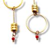 Boucles d'oreilles écrous asymétriques rond rouge Oh la la !