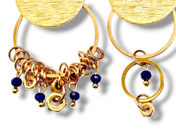 Boucles d'oreilles écrous dépareillées bleu Oh la la !