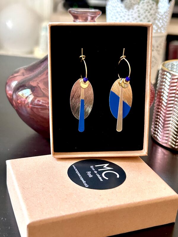 BO EMAIL OVAL BLEU Boucles d'oreilles écrous émail oval bleu Oh la la !