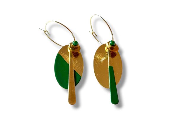 Boucles d'oreilles émail vert Oh la la ! Boucles d'oreilles écrous oval émail vert Oh la la !