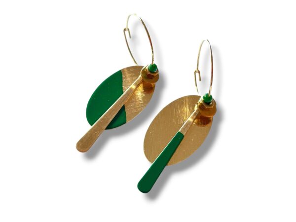 BO EMAIL OVAL VERT DET Boucles d'oreilles écrous oval émail vert Oh la la !