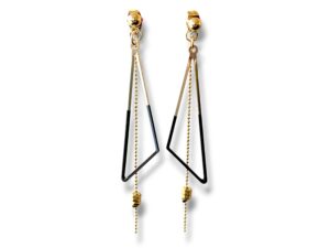 Boucles d'oreilles écrous triangle émail noir Oh la la !