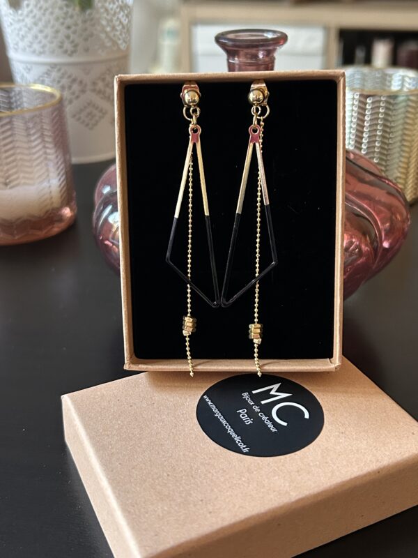 BO EMAIL TRIANGLE NOIR B Boucles d'oreilles écrous triangle émail noir Oh la la !