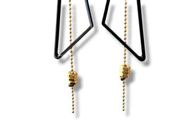 BO EMAIL TRIANGLE NOIR DET Boucles d'oreilles écrous triangle émail noir Oh la la !