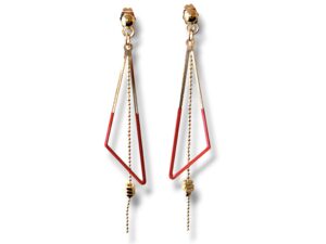Boucles d'oreilles écrous triangle émail rouge Oh la la !