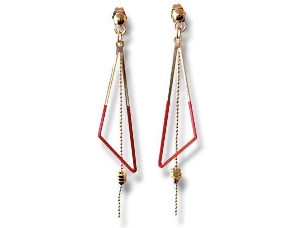 Boucles d'oreilles écrous triangle émail rouge Boucles d'oreilles écrous triangle émail rouge Oh la la !
