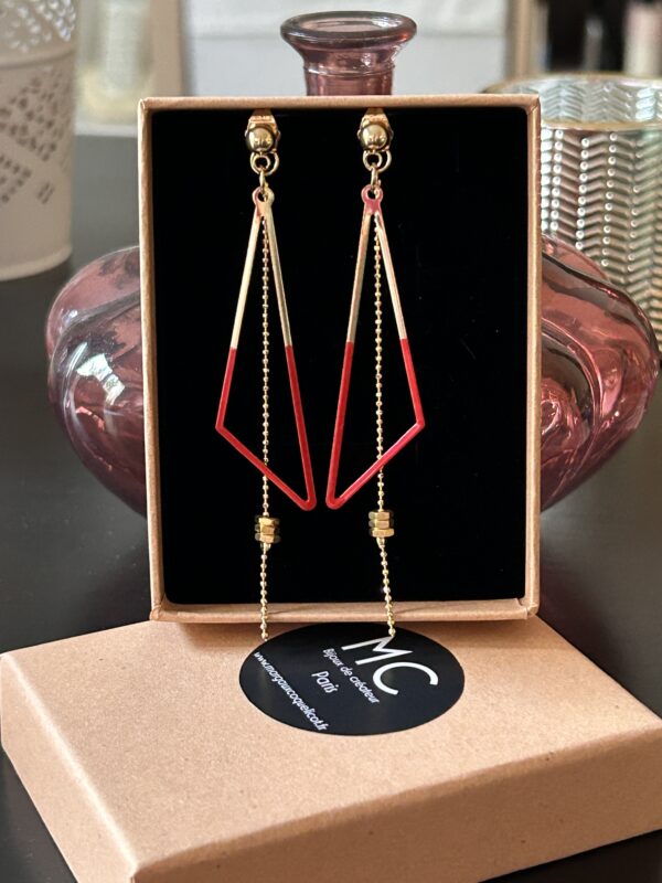 BO EMAIL TRIANGLE ROUGE B Boucles d'oreilles écrous triangle émail rouge Oh la la !