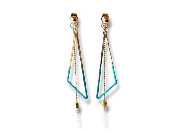 Boucles d'oreilles écrous triangle émail turquoise Boucles d'oreilles écrous triangle émail turquoise Oh la la !