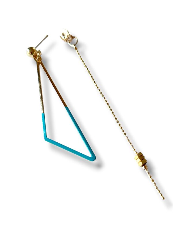 BO EMAIL TRIANGLE TURQ DET 2 Boucles d'oreilles écrous triangle émail turquoise Oh la la !
