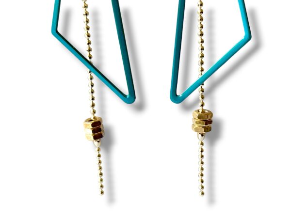 BO EMAIL TRIANGLE TURQ DET Boucles d'oreilles écrous triangle émail turquoise Oh la la !