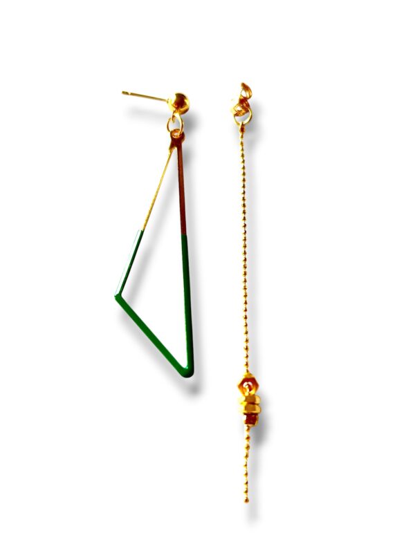 BO EMAIL TRIANGLE VERT DET 2 Boucles d'oreilles écrous triangle émail vert Oh la la !