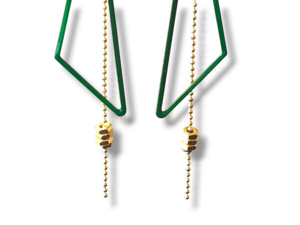 BO EMAIL TRIANGLE VERT DET Boucles d'oreilles écrous triangle émail vert Oh la la !