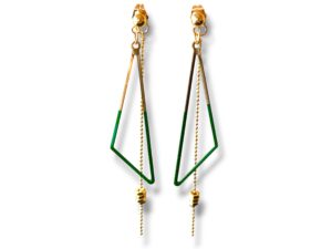 Boucles d'oreilles écrous triangle émail vert Oh la la !
