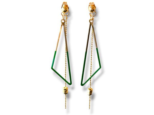 Boucles d'oreilles écrous triangle émail vert Boucles d'oreilles écrous triangle émail vert Oh la la !