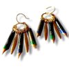 Boucles d'oreilles plumes calligraphie émail vert et bleu Graffiti