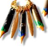 Boucles d'oreilles plumes calligraphie émail vert et bleu Graffiti