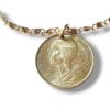 Bracelet pièce 5 centimes de francs breloque