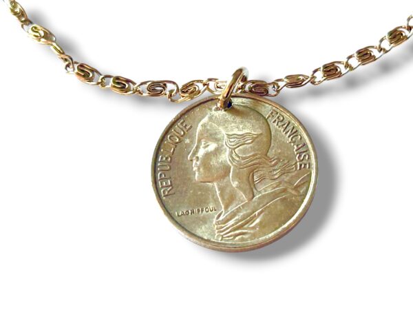 Bracelet pièce 5 centimes de francs breloque