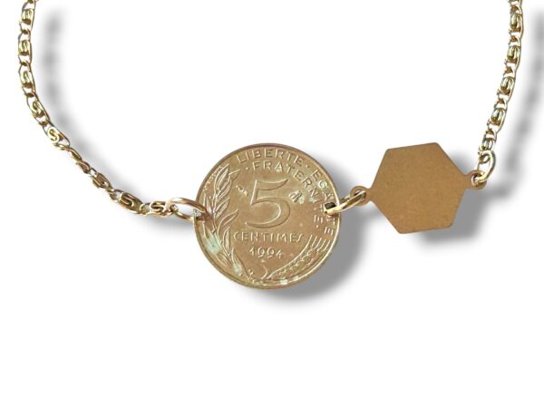 Bracelet pièce 5 centimes de francs