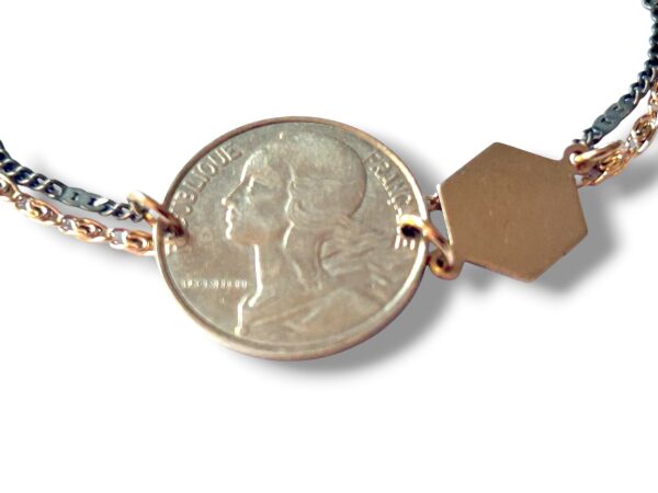 Bracelet pièce 10 centimes de francs double
