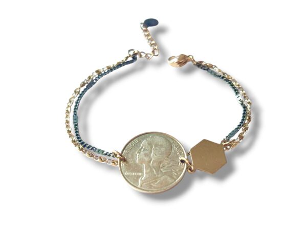 Bracelet pièce 10 centimes de francs double