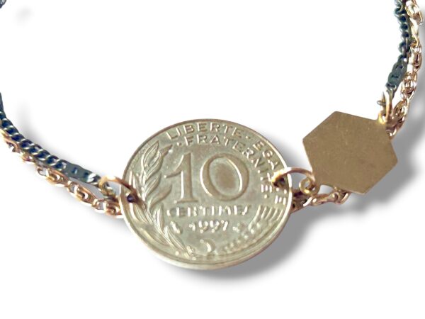 Bracelet pièce 10 centimes de francs double