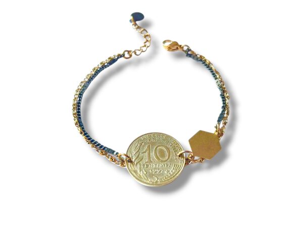 Bracelet pièce 10 centimes de francs double