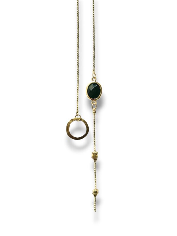 COL CRAV OPA NOIR H Collier cravate écrous pierre noire Oh la la !