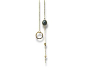 Collier cravate écrous pierre noire Oh la la !