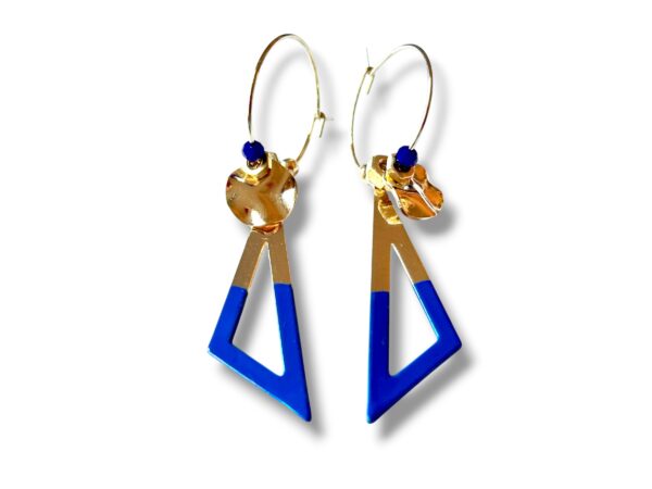Créoles écrous triangle émail bleu Boucles d'oreilles créoles écrous triangle émail bleu Oh la la !