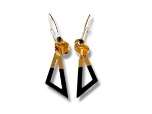 Boucles d'oreilles créoles écrous triangle émail noir Oh la la !