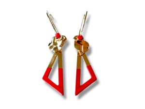 Boucles d'oreilles créoles écrous triangle émail rouge Oh la la !