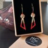 Boucles d'oreilles créoles écrous triangle émail rouge Oh la la !
