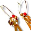 Boucles d'oreilles créoles écrous triangle émail rouge Oh la la !