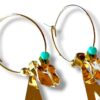 Boucles d'oreilles créoles écrous triangle émail turquoise Oh la la !
