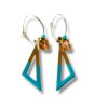 Boucles d'oreilles créoles écrous triangle émail turquoise Oh la la !
