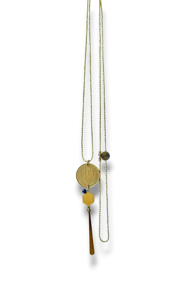 SAUT 10 CENT NOIR H Collier sautoir pièce 10 centimes de francs