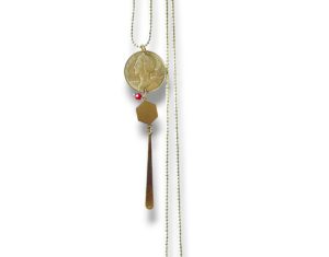 Collier sautoir pièce de 10 centimes de francs (face)