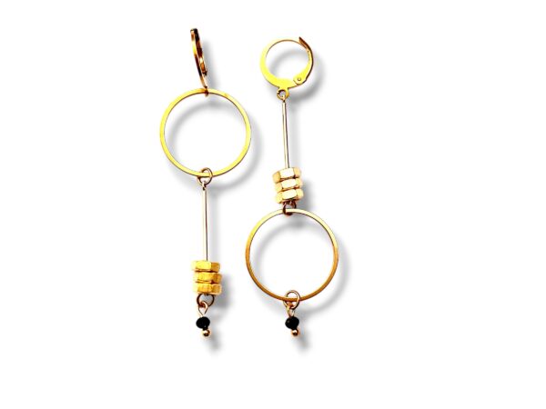 Boucles d'oreilles écrous asymétriques rond noir
