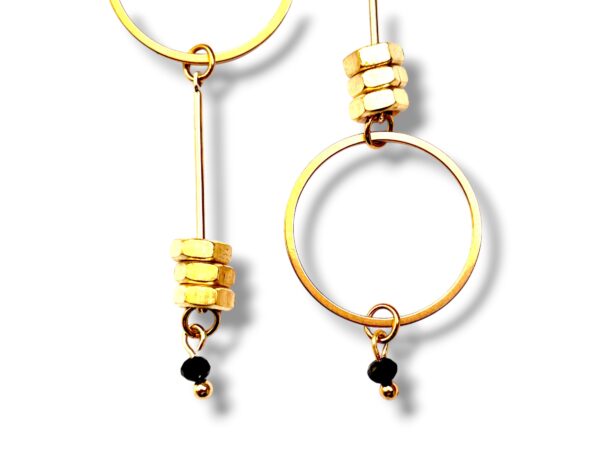 Boucles d'oreilles écrous asymétriques rond noir
