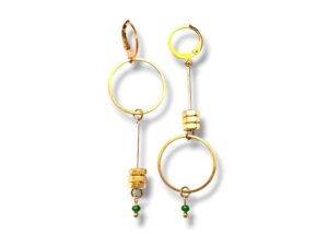 Boucles d'oreilles écrous asymétriques vert Boucles d'oreilles écrous asymétriques rond vert Oh la la !