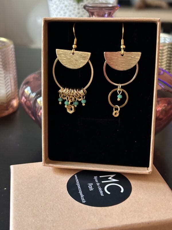 Boucles d'oreilles écrous dépareillées turquoise Oh la la !